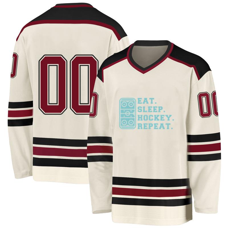 Eat Sleep Hockey Repeat Quote Cut Out Hockey Jersey