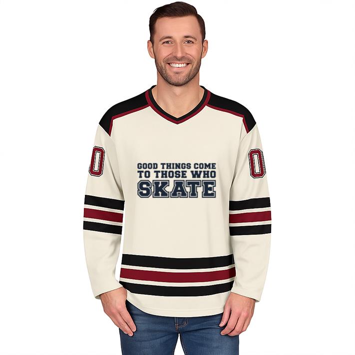 Good Things Come To Those Who Skate Quote Cut Out Hockey Jersey - Image 3