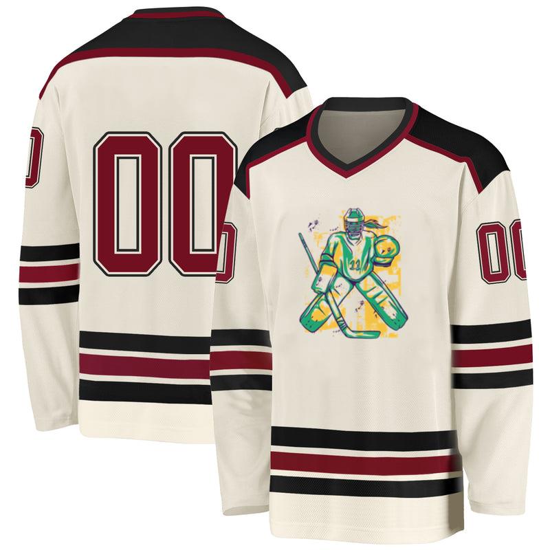 Hockey Goalie Holding A Stick Hockey Jersey