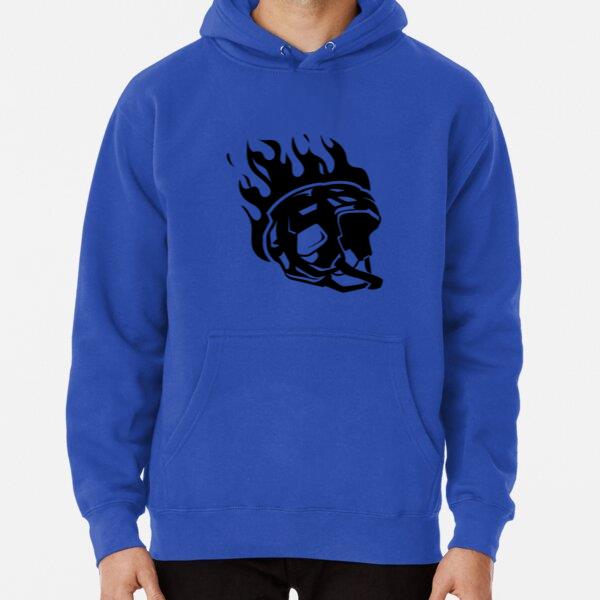 Ice Hockey Helmet On Fire High Contrast Classic Unisex Hoodie