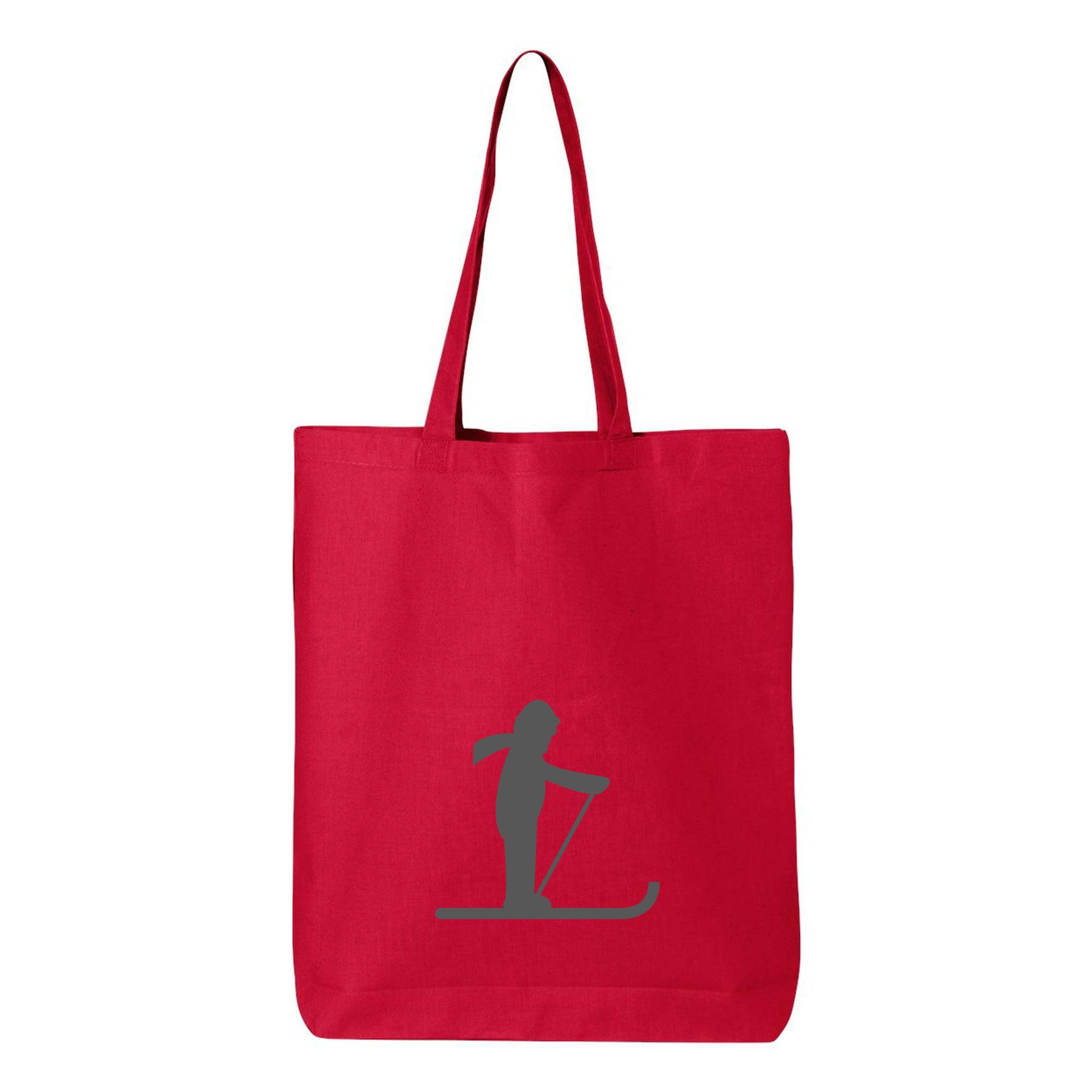 Skiing Icon Silhouette Canvas Tote Bag 