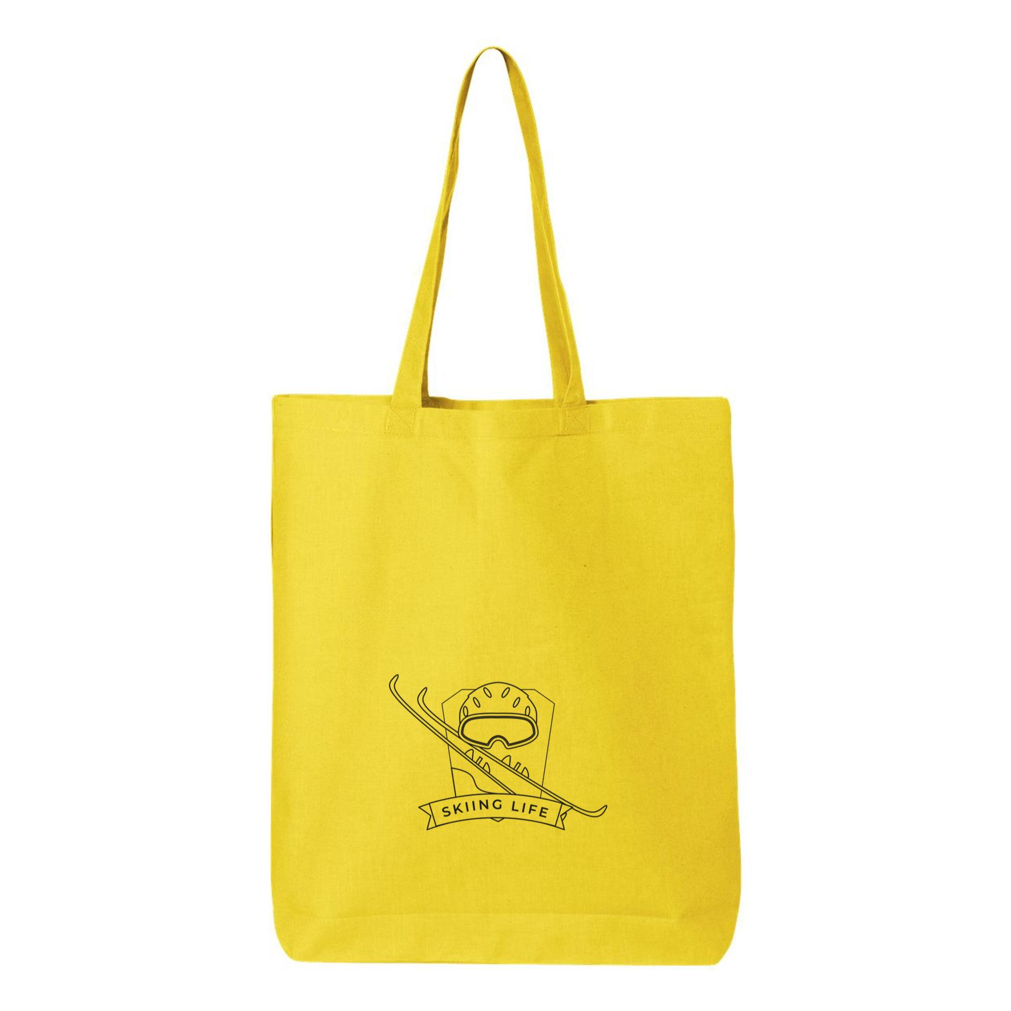 Skiing Life Mask Ski Badge Stroke Canvas Tote Bag - Image 4
