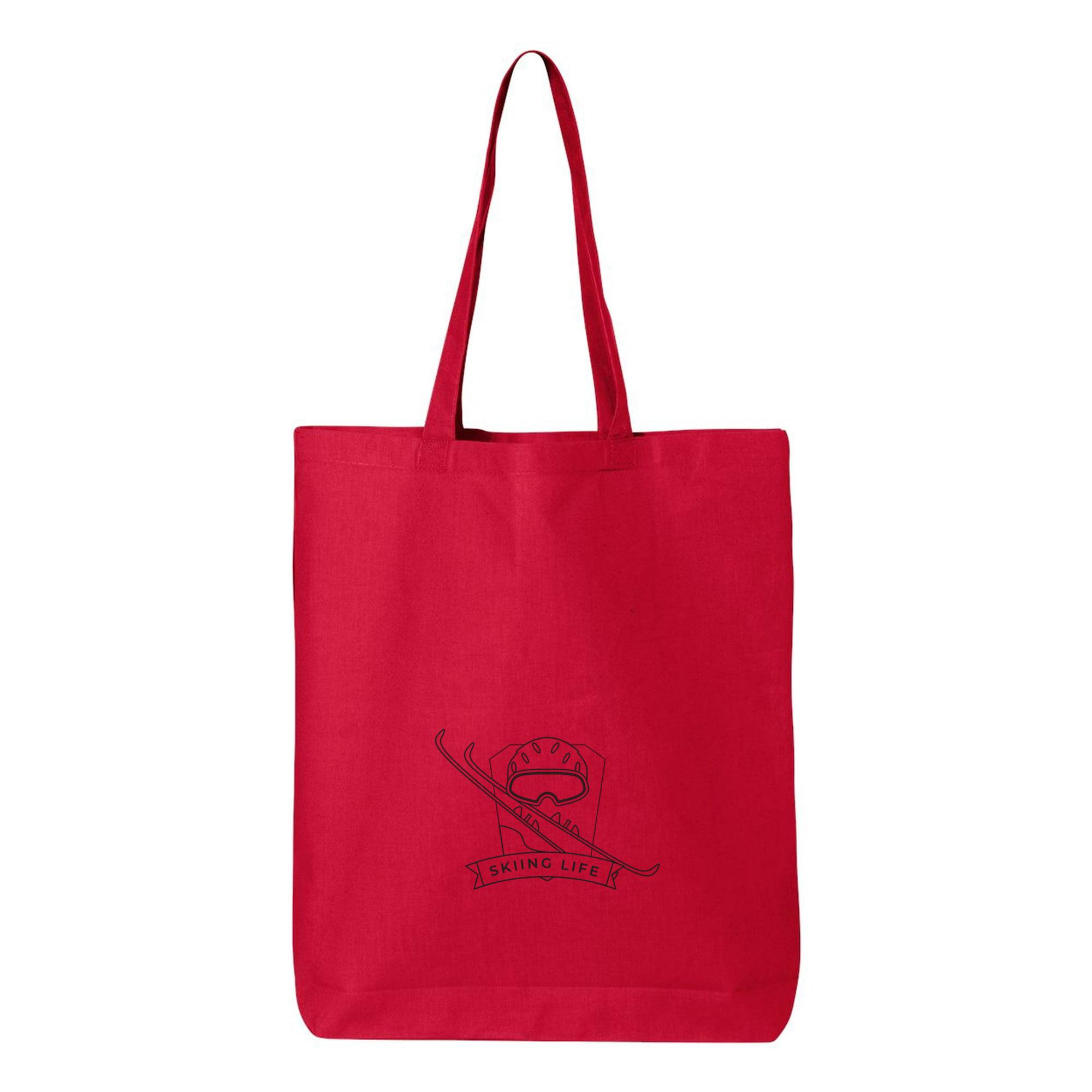 Skiing Life Mask Ski Badge Stroke Canvas Tote Bag 