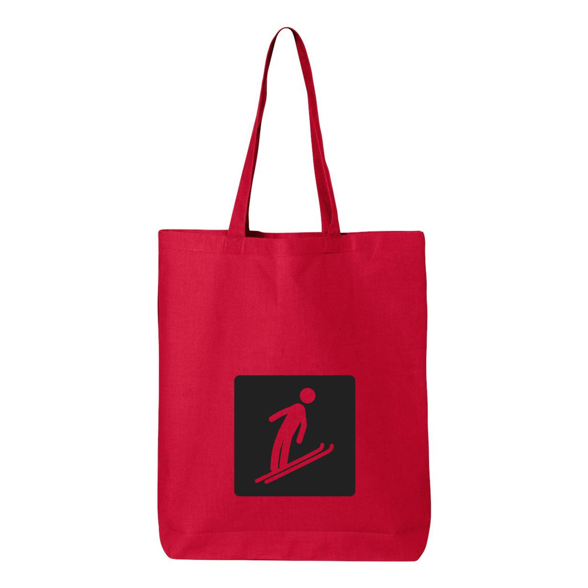 Snow Ski Square Icon Canvas Tote Bag 