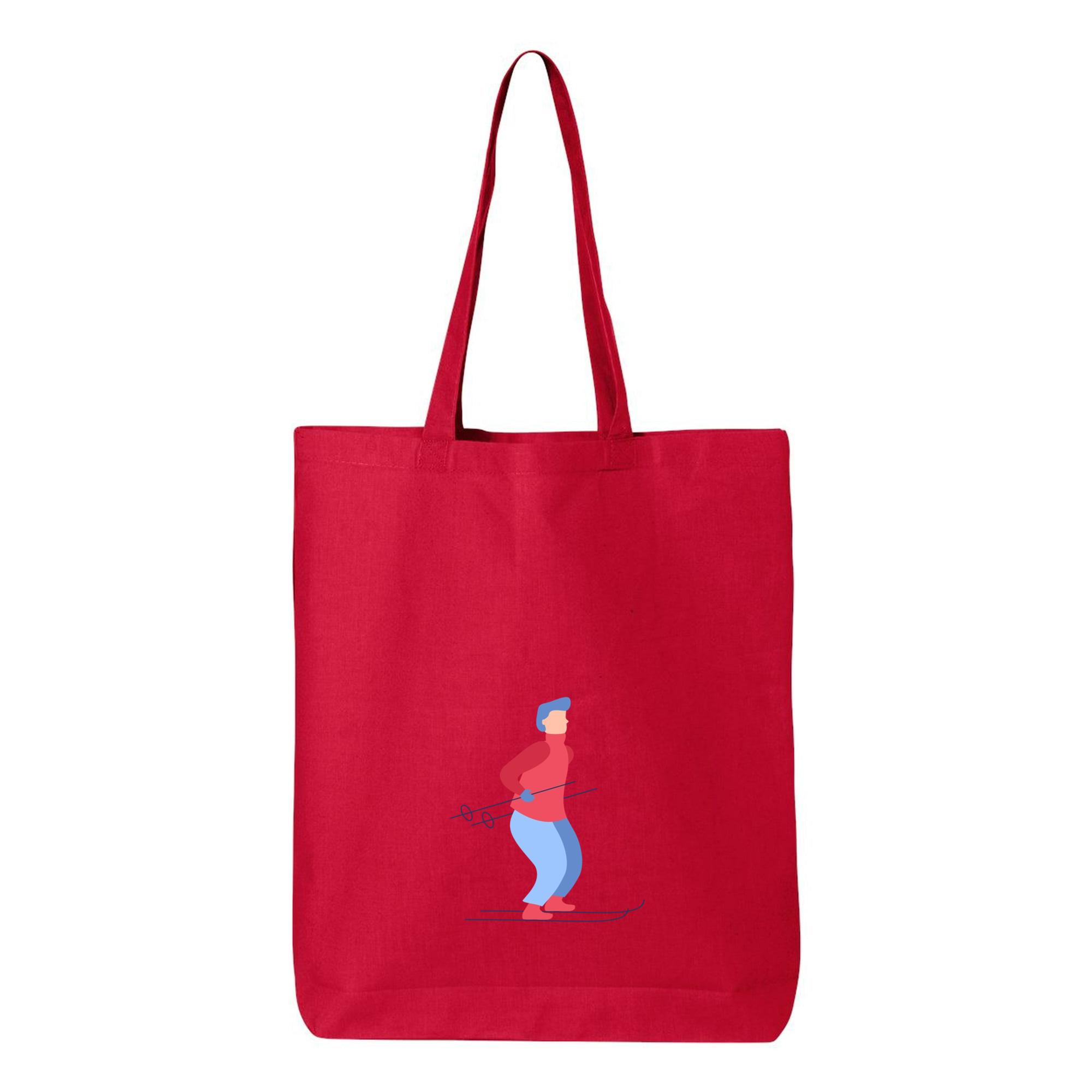 Winter Man Skiing Flat Canvas Tote Bag 