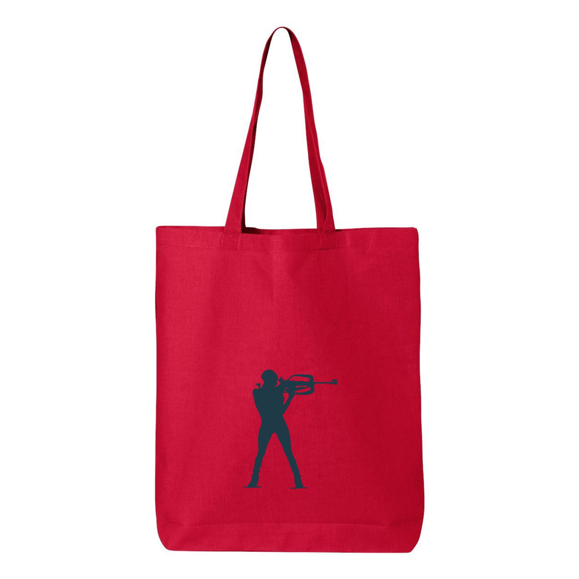 Winter Sport Snow Silhouette Canvas Tote Bag 