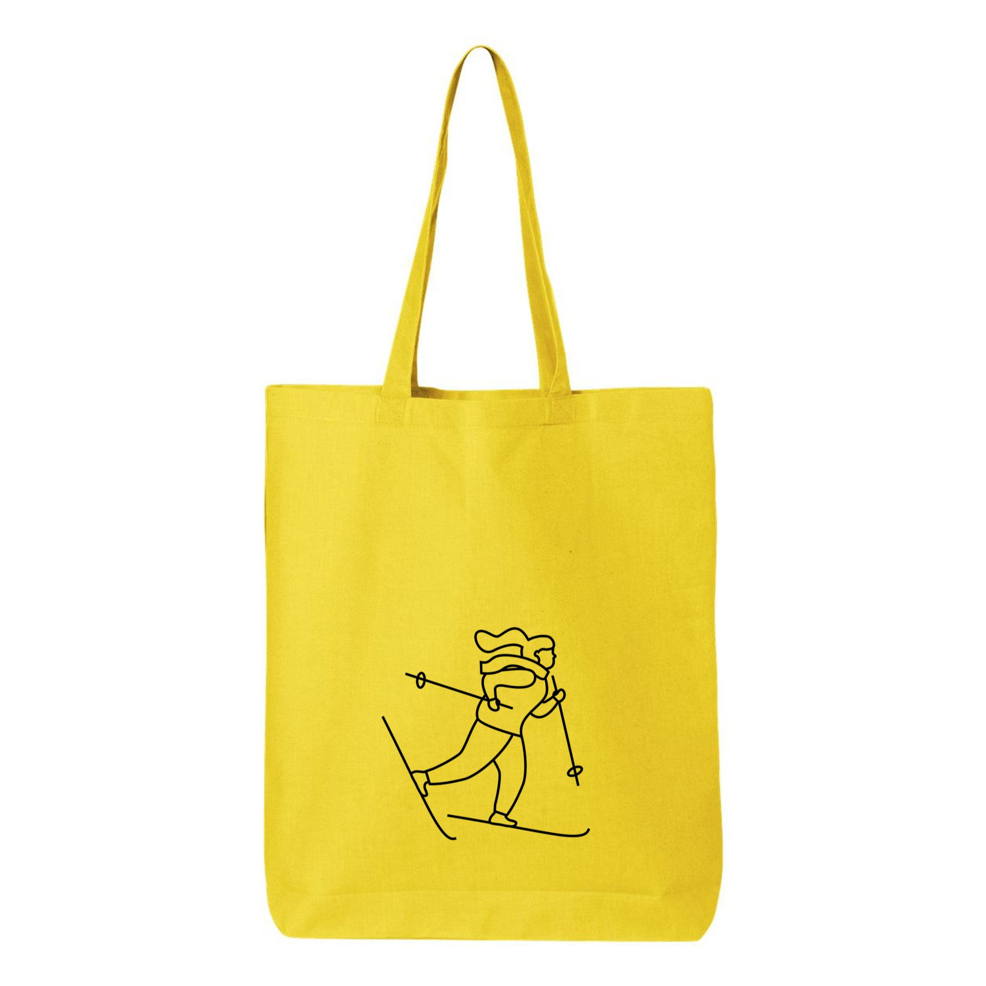 Winter Woman Skiing Stroke Canvas Tote Bag - Image 4