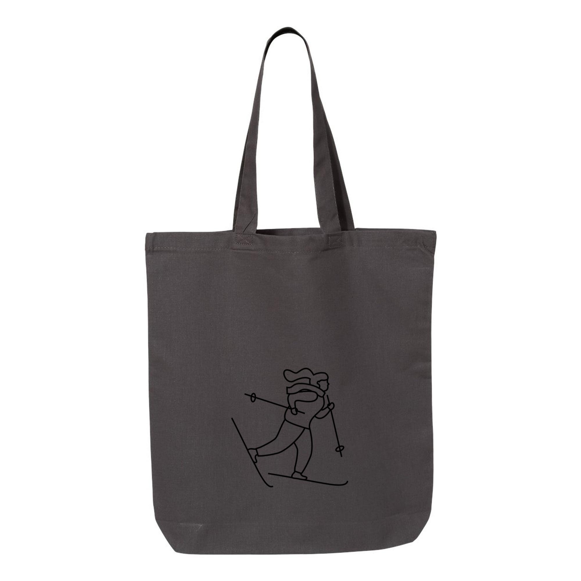 Winter Woman Skiing Stroke Canvas Tote Bag - Image 3